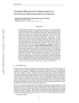 Towards Monotonic Improvement in In-Context Reinforcement Learning