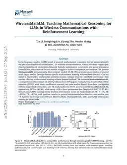 WirelessMathLM: Teaching Mathematical Reasoning for LLMs in Wireless Communications with Reinforcement Learning