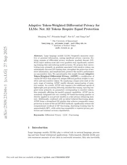 Adaptive Token-Weighted Differential Privacy for LLMs: Not All Tokens Require Equal Protection