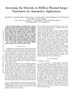 Increasing the Diversity in RGB-to-Thermal Image Translation for Automotive Applications