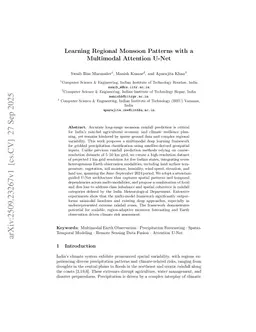 Learning Regional Monsoon Patterns with a Multimodal Attention U-Net