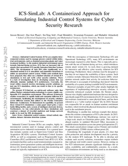 ICS-SimLab: A Containerized Approach for Simulating Industrial Control Systems for Cyber Security Research