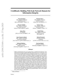 CrediBench: Building Web-Scale Network Datasets for Information Integrity