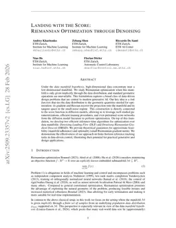 Landing with the Score: Riemannian Optimization through Denoising