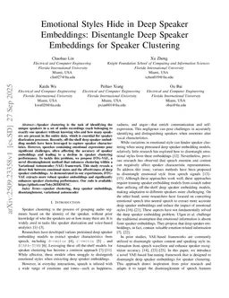 Emotional Styles Hide in Deep Speaker Embeddings: Disentangle Deep Speaker Embeddings for Speaker Clustering