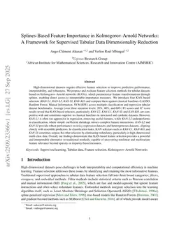 Splines-Based Feature Importance in Kolmogorov-Arnold Networks: A Framework for Supervised Tabular Data Dimensionality Reduction