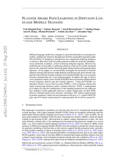 Planner Aware Path Learning in Diffusion Language Models Training