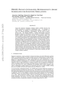 PHASE: Physics-Integrated, Heterogeneity-Aware Surrogates for Scientific Simulations