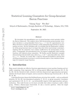 Statistical Learning Guarantees for Group-Invariant Barron Functions