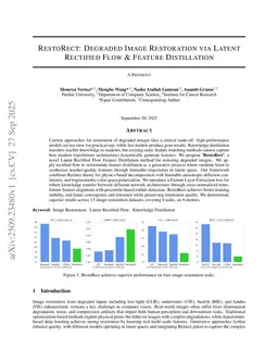 RestoRect: Degraded Image Restoration via Latent Rectified Flow & Feature Distillation