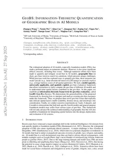 GeoBS: Information-Theoretic Quantification of Geographic Bias in AI Models