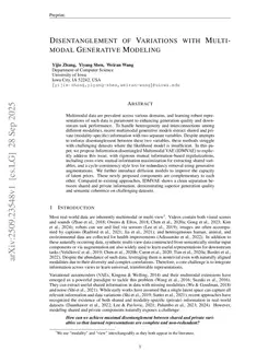 Disentanglement of Variations with Multimodal Generative Modeling