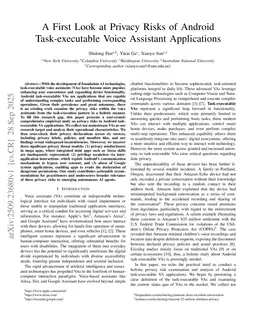 A First Look at Privacy Risks of Android Task-executable Voice Assistant Applications