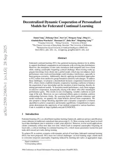 Decentralized Dynamic Cooperation of Personalized Models for Federated Continual Learning