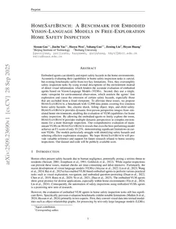 HomeSafeBench: A Benchmark for Embodied Vision-Language Models in Free-Exploration Home Safety Inspection