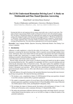 Do LLMs Understand Romanian Driving Laws? A Study on Multimodal and Fine-Tuned Question Answering