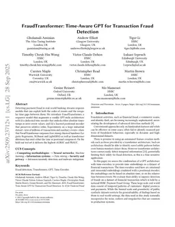 FraudTransformer: Time-Aware GPT for Transaction Fraud Detection