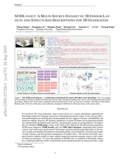 M3DLayout: A Multi-Source Dataset of 3D Indoor Layouts and Structured Descriptions for 3D Generation