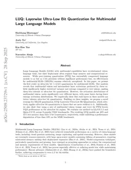 LUQ: Layerwise Ultra-Low Bit Quantization for Multimodal Large Language Models