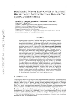 Diagnosing Failure Root Causes in Platform-Orchestrated Agentic Systems: Dataset, Taxonomy, and Benchmark