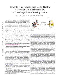 Towards Fine-Grained Text-to-3D Quality Assessment: A Benchmark and A Two-Stage Rank-Learning Metric