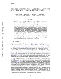 Towards Understanding Subliminal Learning: When and How Hidden Biases Transfer