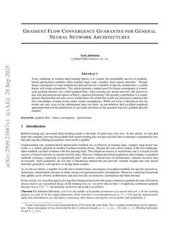 Gradient Flow Convergence Guarantee for General Neural Network Architectures