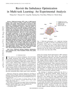 Revisit the Imbalance Optimization in Multi-task Learning: An Experimental Analysis