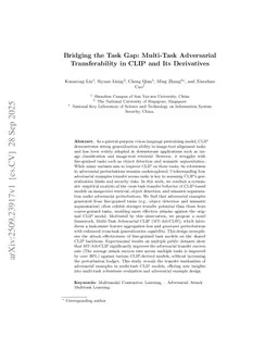 Bridging the Task Gap: Multi-Task Adversarial Transferability in CLIP and Its Derivatives