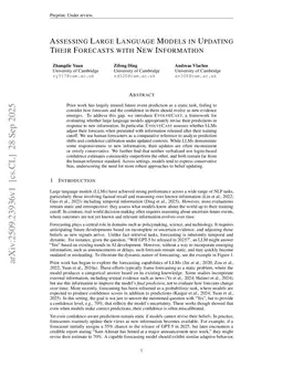 Assessing Large Language Models in Updating Their Forecasts with New Information