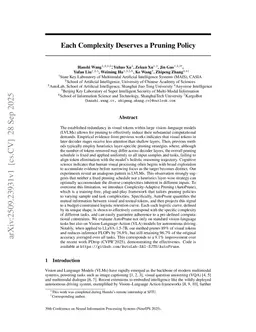 AutoPrune: Each Complexity Deserves a Pruning Policy