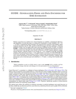 Guide: Generalized-Prior and Data Encoders for DAG Estimation