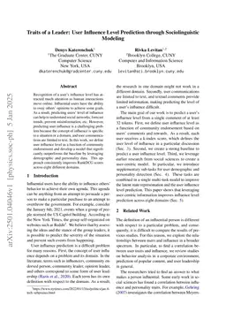 Traits of a Leader: User Influence Level Prediction through Sociolinguistic Modeling
