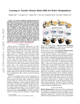Learning to Transfer Human Hand Skills for Robot Manipulations