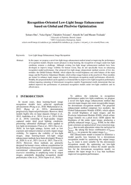 Recognition-Oriented Low-Light Image Enhancement based on Global and Pixelwise Optimization