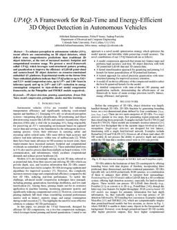 UPAQ: A Framework for Real-Time and Energy-Efficient 3D Object Detection in Autonomous Vehicles