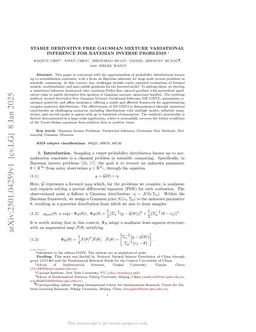 Stable Derivative Free Gaussian Mixture Variational Inference for Bayesian Inverse Problems