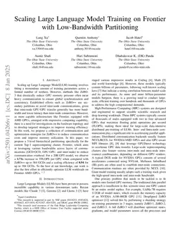 Scaling Large Language Model Training on Frontier with Low-Bandwidth Partitioning