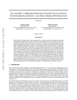 ElasticZO: A Memory-Efficient On-Device Learning with Combined Zeroth- and First-Order Optimization