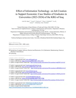 Effect of Information Technology on Job Creation to Support Economic: Case Studies of Graduates in Universities (2023-2024) of the KRG of Iraq