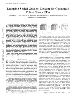 Learnable Scaled Gradient Descent for Guaranteed Robust Tensor PCA