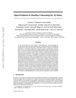 Open Problems in Machine Unlearning for AI Safety