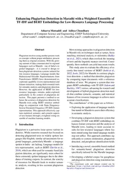 Enhancing Plagiarism Detection in Marathi with a Weighted Ensemble of TF-IDF and BERT Embeddings for Low-Resource Language Processing