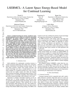 LSEBMCL: A Latent Space Energy-Based Model for Continual Learning