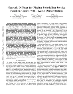 Network Diffuser for Placing-Scheduling Service Function Chains with Inverse Demonstration
