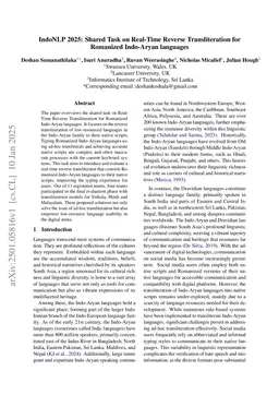 IndoNLP 2025: Shared Task on Real-Time Reverse Transliteration for Romanized Indo-Aryan languages