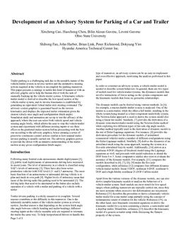 Development of an Advisory System for Parking of a Car and Trailer