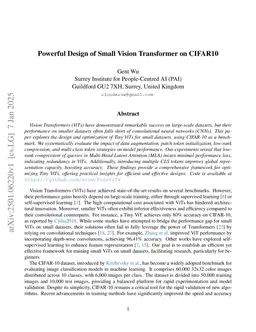Powerful Design of Small Vision Transformer on CIFAR10