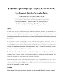 Bactrainus: Optimizing Large Language Models for Multi-hop Complex Question Answering Tasks