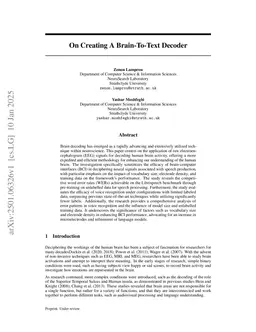 On Creating A Brain-To-Text Decoder